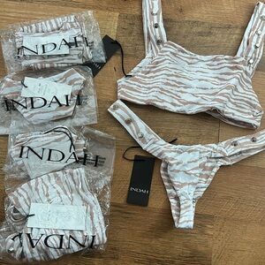 Indah Mona Studded Bikini Swimsuit Set White Tiger